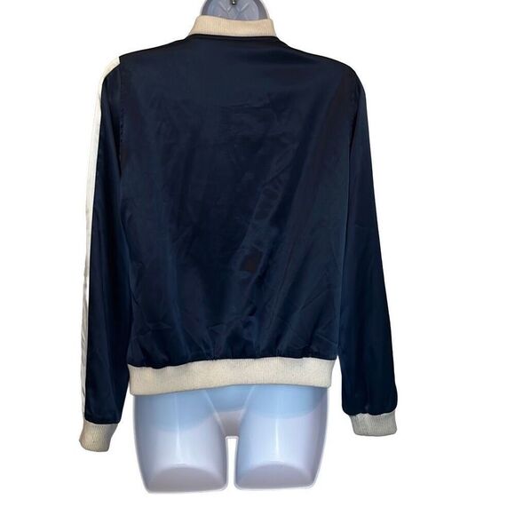 Juicy Couture Y2K Vintage Navy White Cactus Applique Satin Bomber Jacket Small - Picture 2 of 10